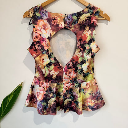 Chic & Booti Floral Print Peplum Top Size 10
