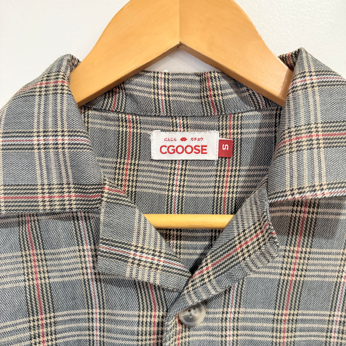CGOOSE Grey and Red Check Shirt Size S