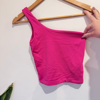 Glassons Hot Pink One Shoulder Crop Top Size XS