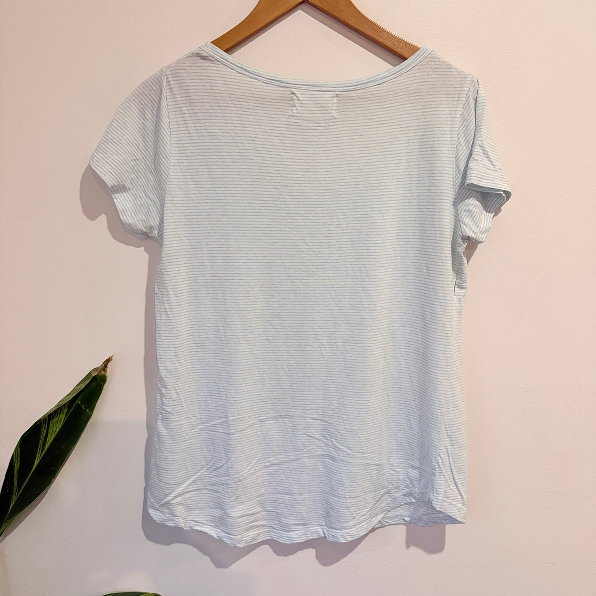 Sophie Moran Pale Blue Stripe Circle Print Tee Size L
