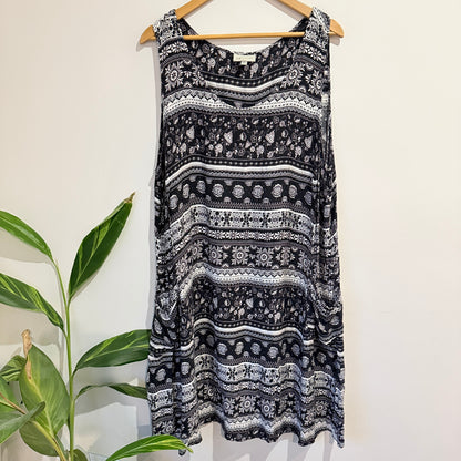 Autograph Black and White Paisley Print Sleeveless Dress Size 24