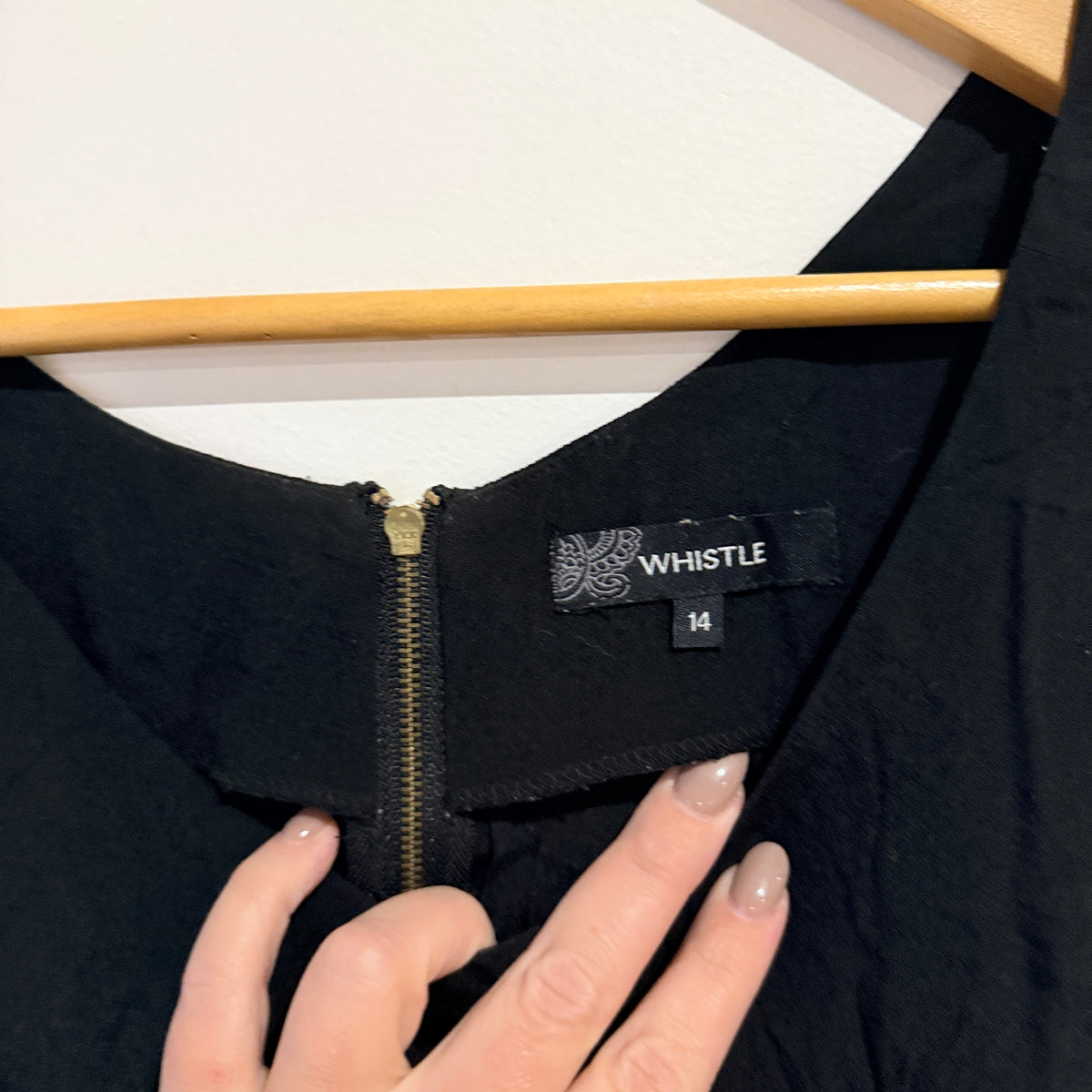 Whistle Black Cold Shoulder Top Size 14