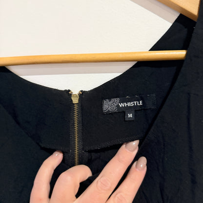 Whistle Black Cold Shoulder Top Size 14