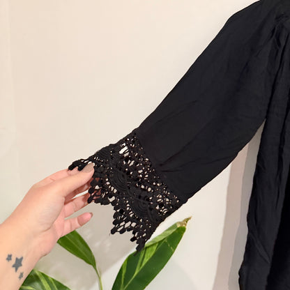Jay Jays Black Off Shoulder Crochet Trim Top Size M