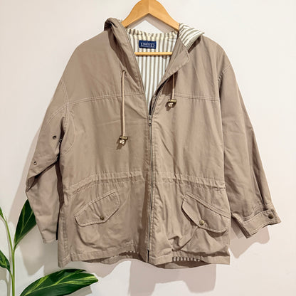 Limited Beige Hooded Utility Jacket Size L