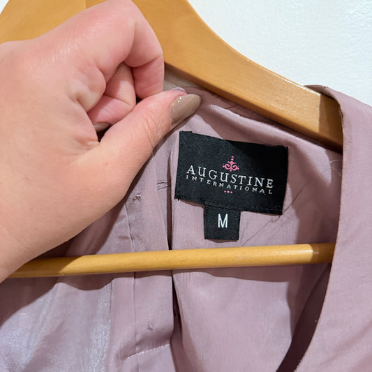 Augustine Mauve Satin Lace Hem Tunic Dress Size M