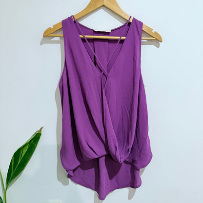 Lush Purple Twist Front Sleeveless Top Size XS