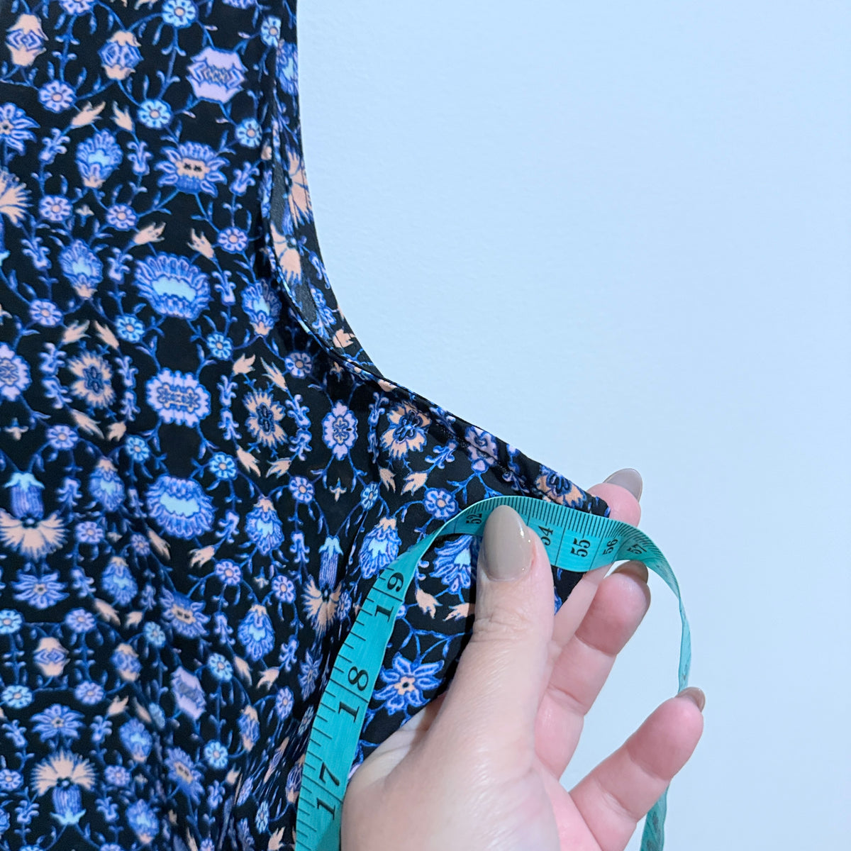 Navy Blue Floral Print Sleeveless Top