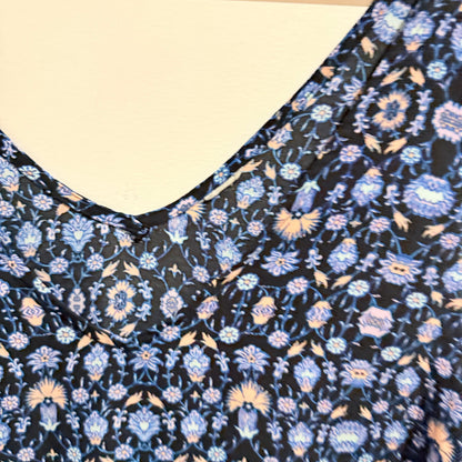 Navy Blue Floral Print Sleeveless Top