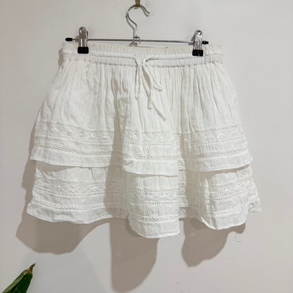 Glassons White Tiered Mini Skirt Size 8