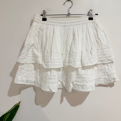 Glassons White Tiered Mini Skirt Size 8