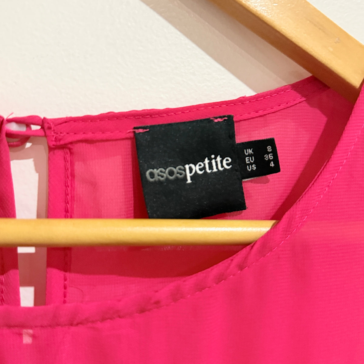 ASOS Petite Hot Pink Crochet Bodice Pleated Dress Size 8