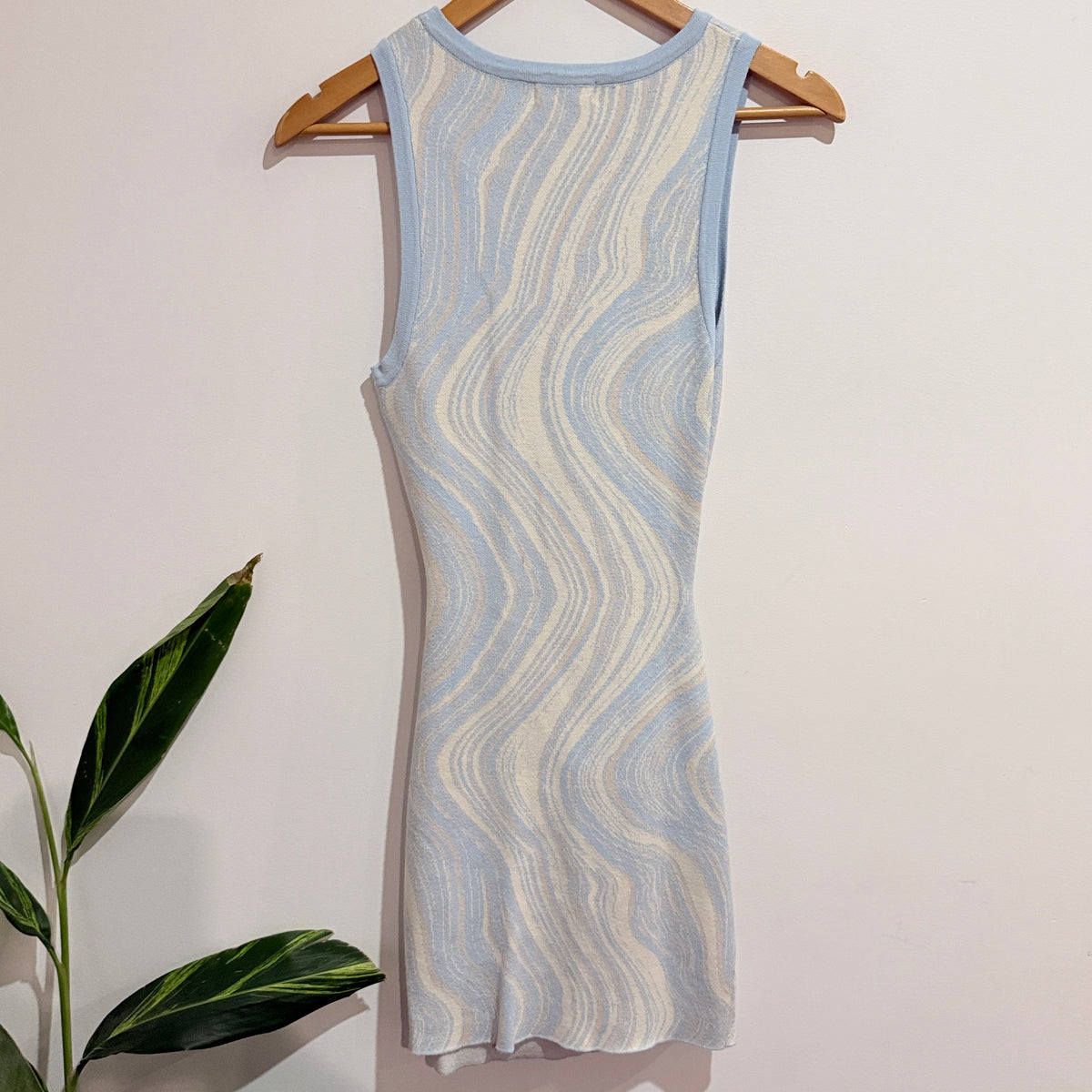 Glassons Pale Blue Swirl Knit Mini Dress Size M