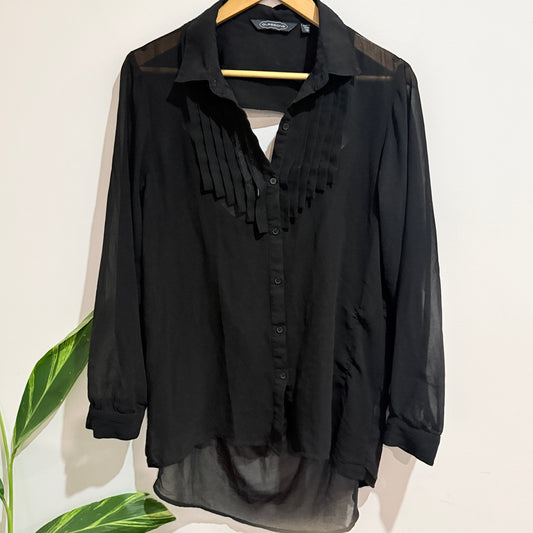 Glassons Black Sheer Pintuck Front Shirt Size 12