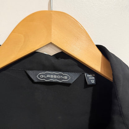 Glassons Black Sheer Pintuck Front Shirt Size 12