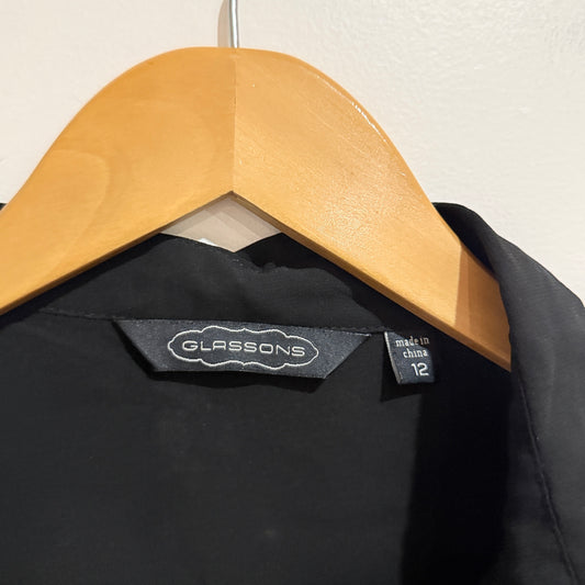 Glassons Black Sheer Pintuck Front Shirt Size 12