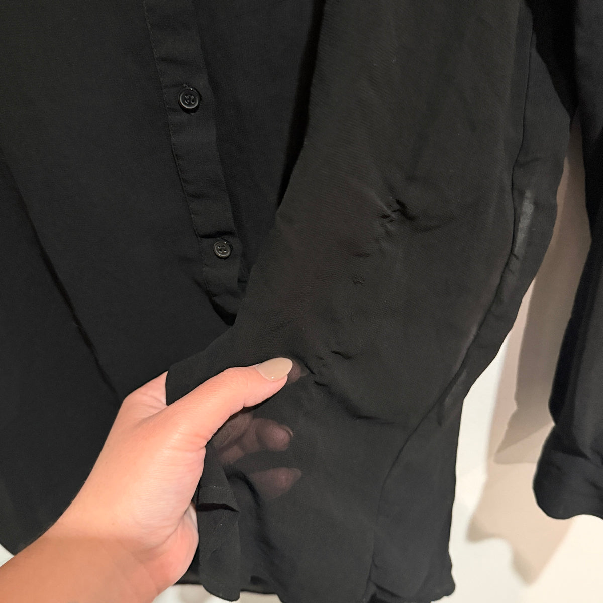 Glassons Black Sheer Pintuck Front Shirt Size 12