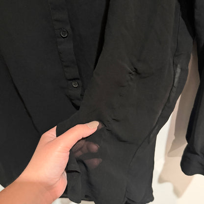 Glassons Black Sheer Pintuck Front Shirt Size 12