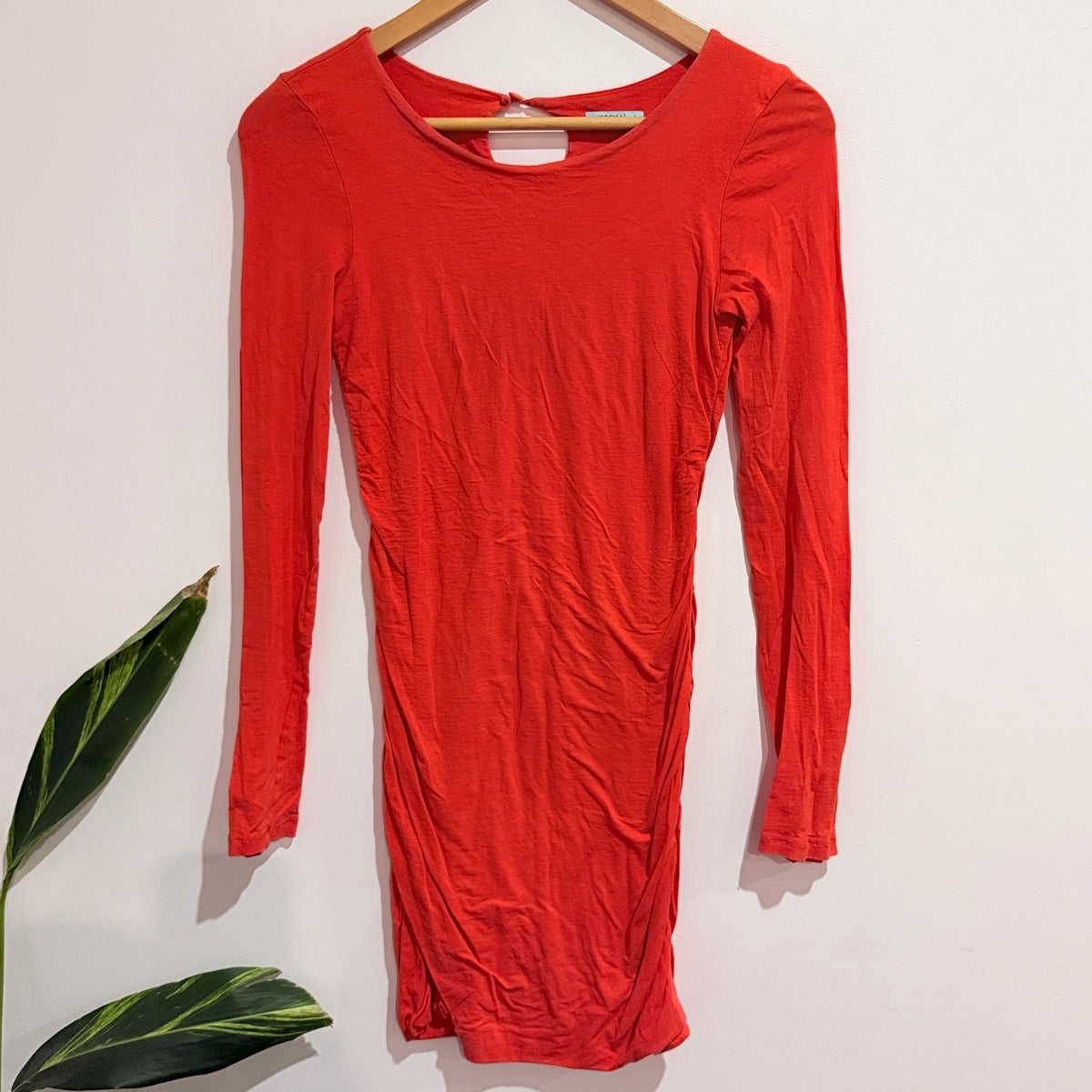 Kookai Red Long Sleeve Ruched Dress Size 1