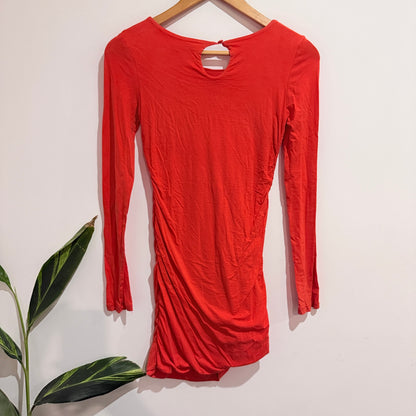 Kookai Red Long Sleeve Ruched Dress Size 1