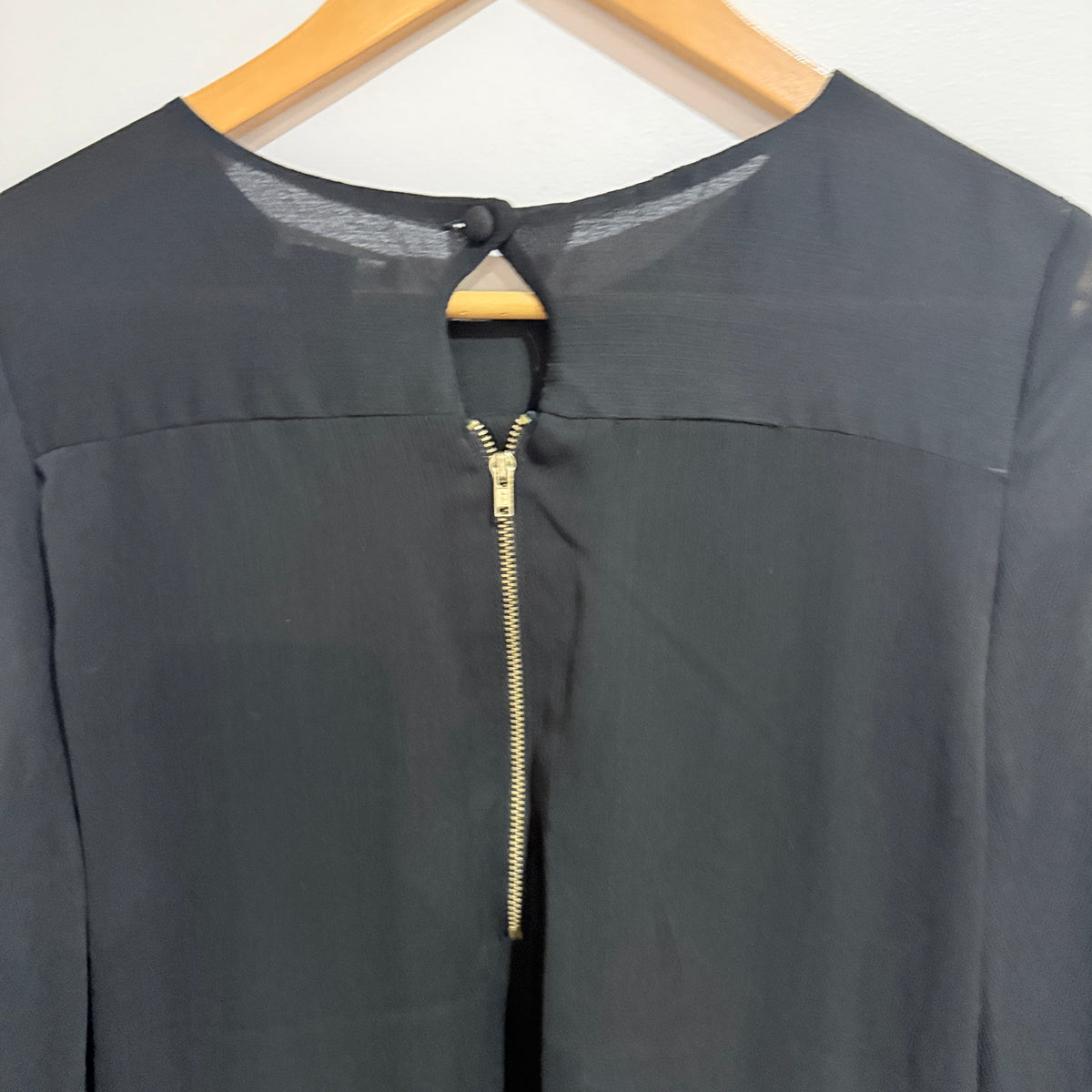 H&M Black Sheer Long Sleeve Smock Dress Size 10