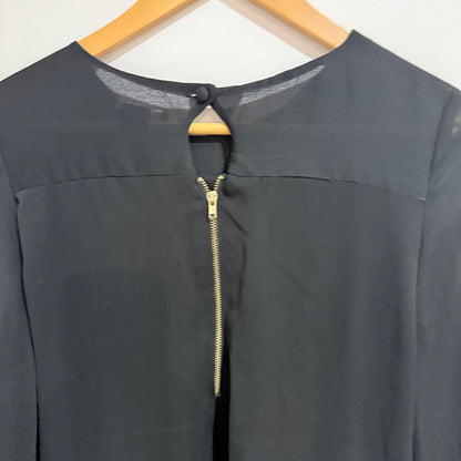 H&M Black Sheer Long Sleeve Smock Dress Size 10