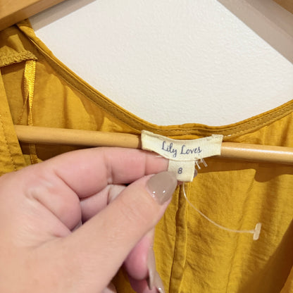 Lily Loves Mustard Tie Front Wrap Top Size 8