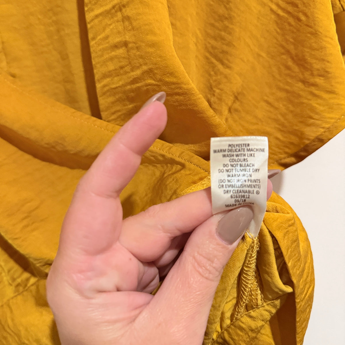 Lily Loves Mustard Tie Front Wrap Top Size 8
