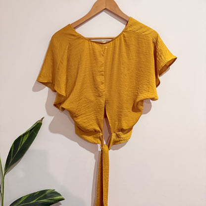 Lily Loves Mustard Tie Front Wrap Top Size 8