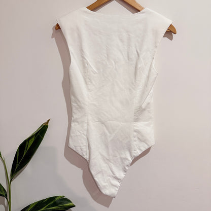 Zara White Square Neck Bodysuit Size M