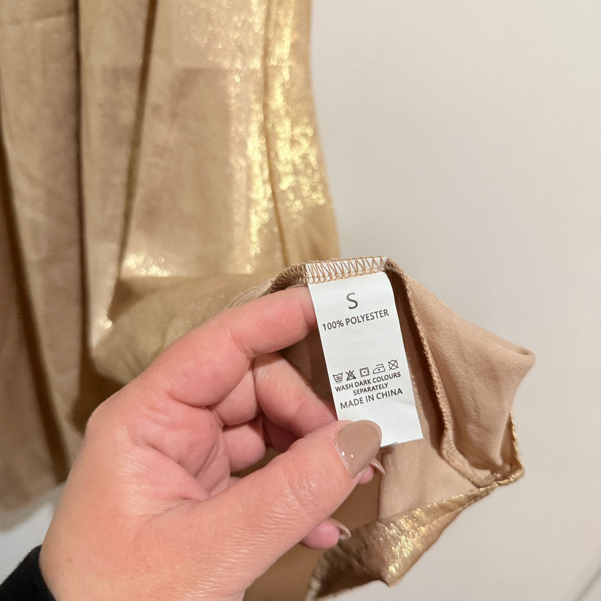 Gold Metallic Halter Neck Shift Dress Size S