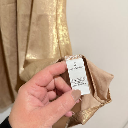 Gold Metallic Halter Neck Shift Dress Size S