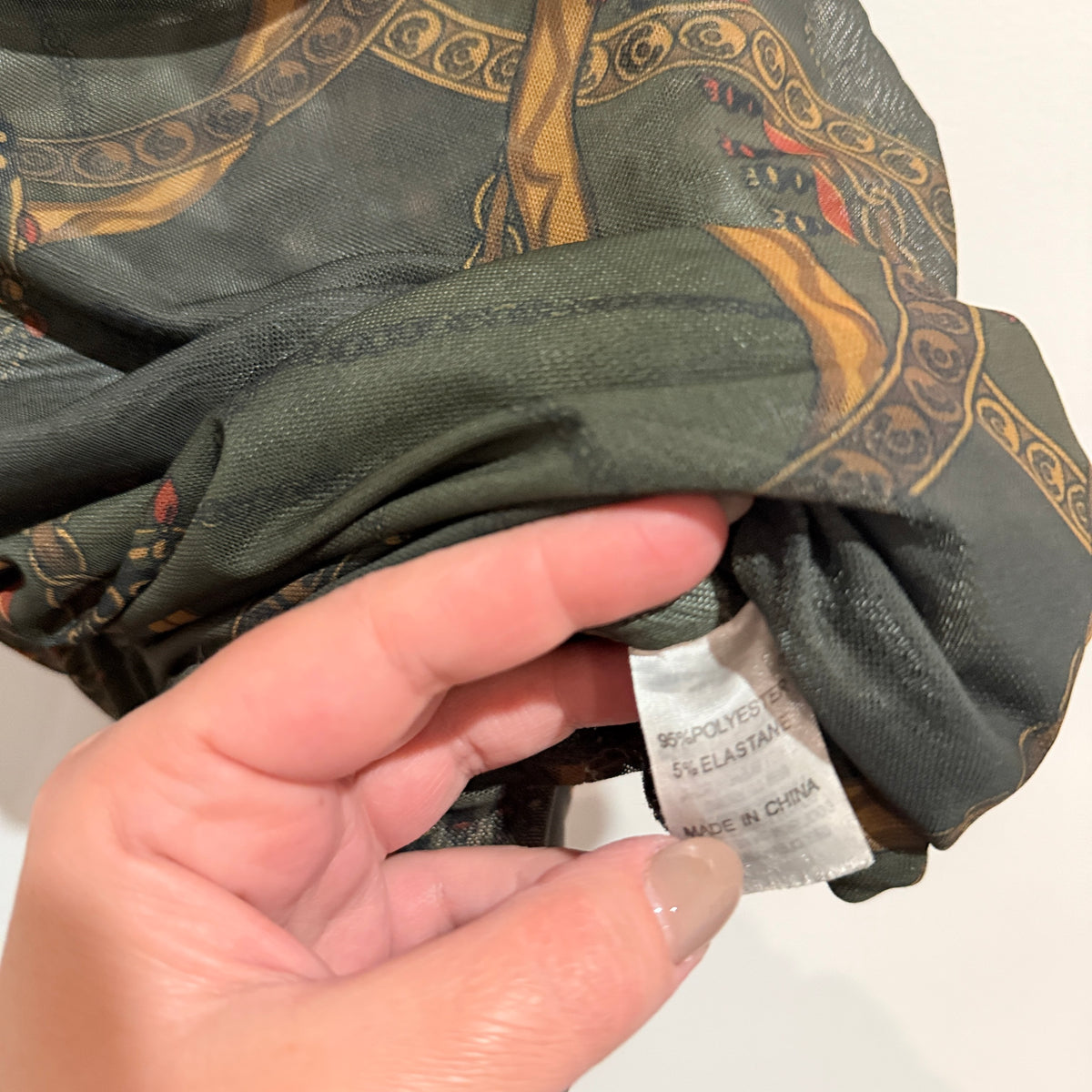 Glassons Green Chain Print Mesh Strappy Top Size XS