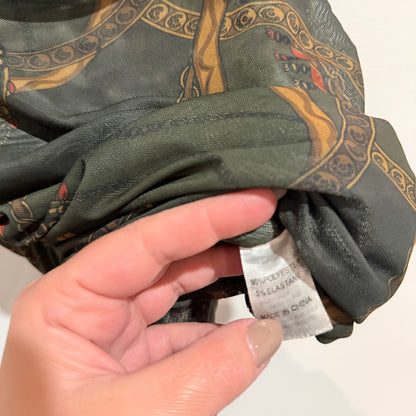 Glassons Green Chain Print Mesh Strappy Top Size XS