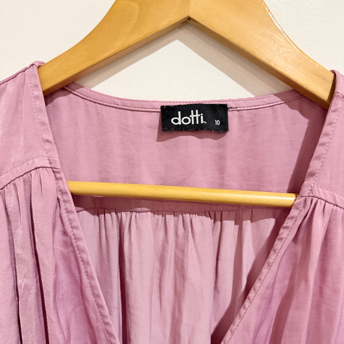 Dotti Dusty Pink Satin Peplum Blouse Size 10