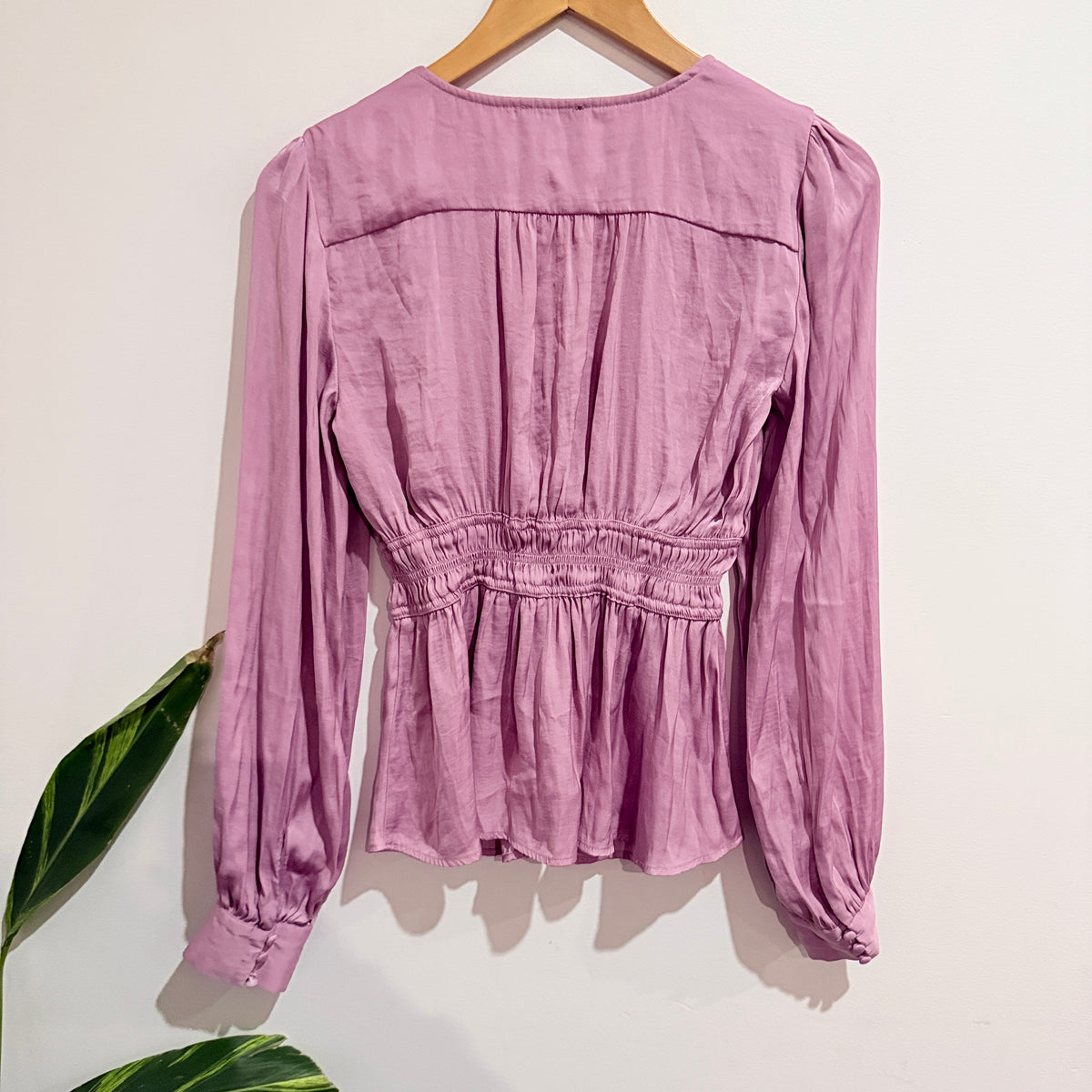 Dotti Dusty Pink Satin Peplum Blouse Size 10