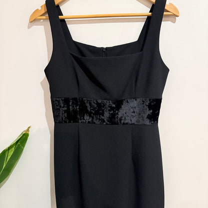 Cue Black Velvet Waist Sleeveless Midi Dress Size 10