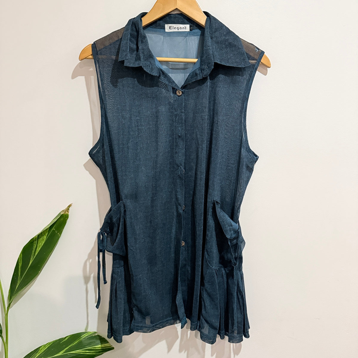 Elegant Semi-sheer Tunic Top Size L