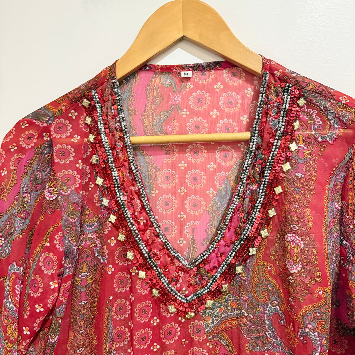 Brand Unknown Semi-sheer Tunic Top Size M | U/Arm to U/Arm 53cm