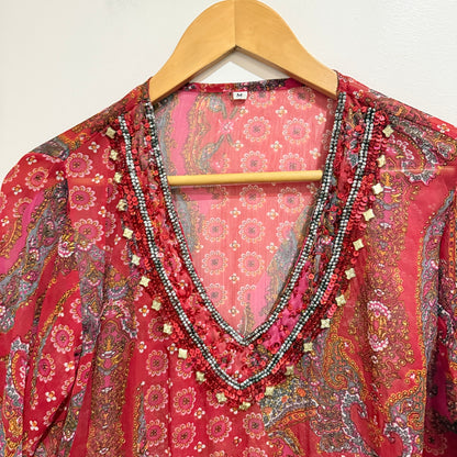 Brand Unknown Semi-sheer Tunic Top Size M | U/Arm to U/Arm 53cm
