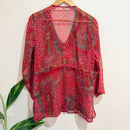 Brand Unknown Semi-sheer Tunic Top Size M | U/Arm to U/Arm 53cm