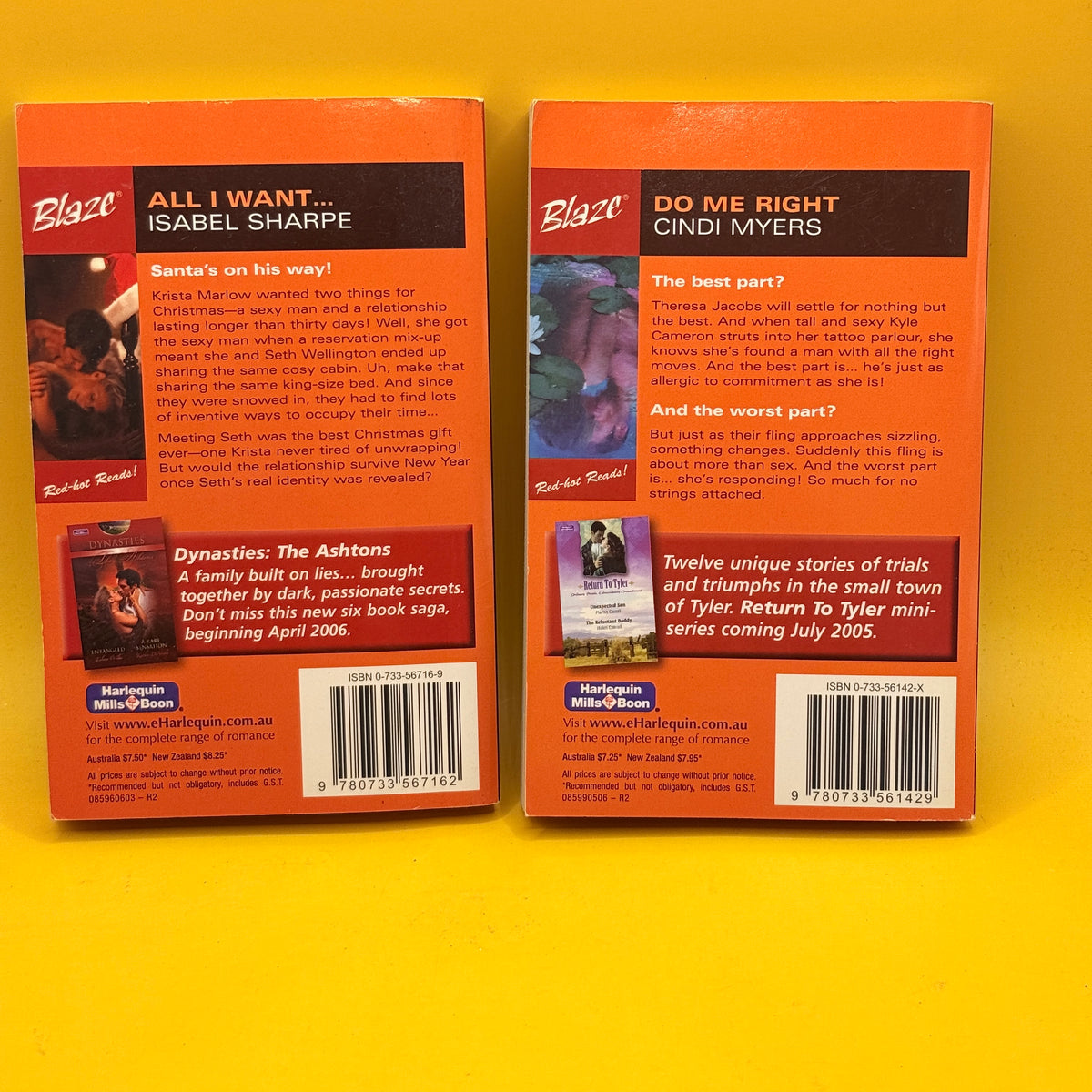 Mills & Boon: All I Want by Isabel Sharpe and Do Me Right by Cindi Myers
