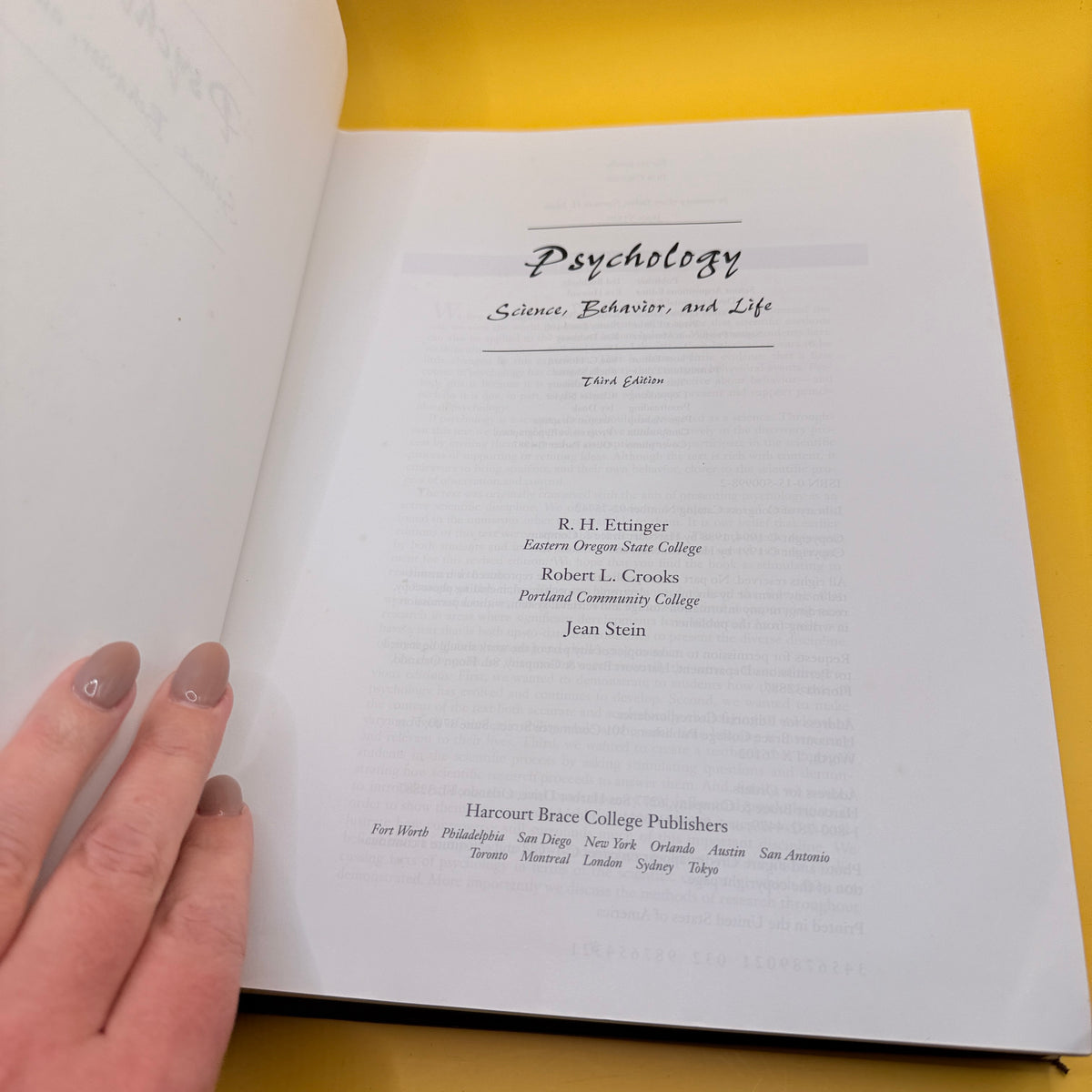 Psychology: Science, Behavior, and Life by R. H. Ettinger and Jean Stein