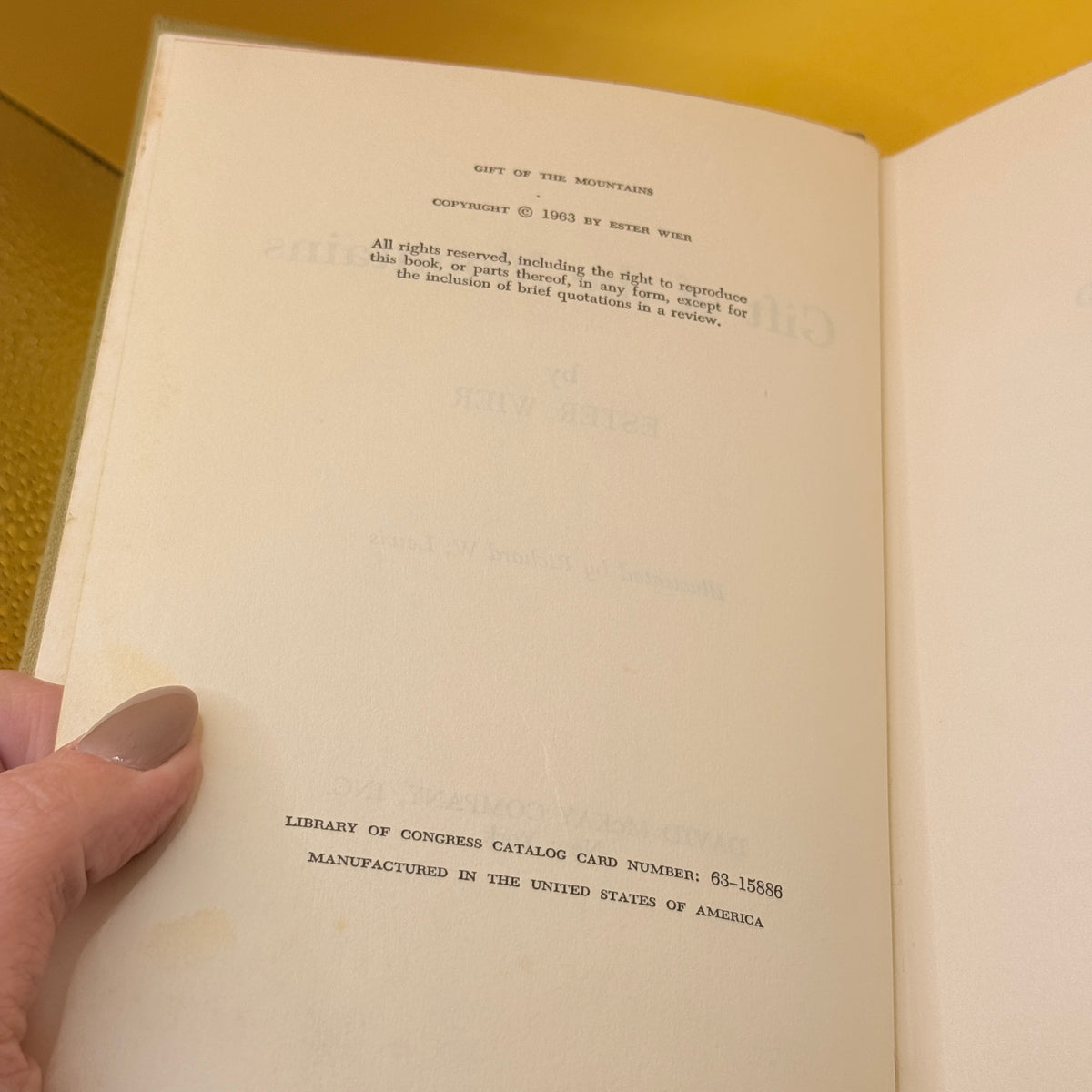 Gift of the Mountains by Ester Wier (1963)