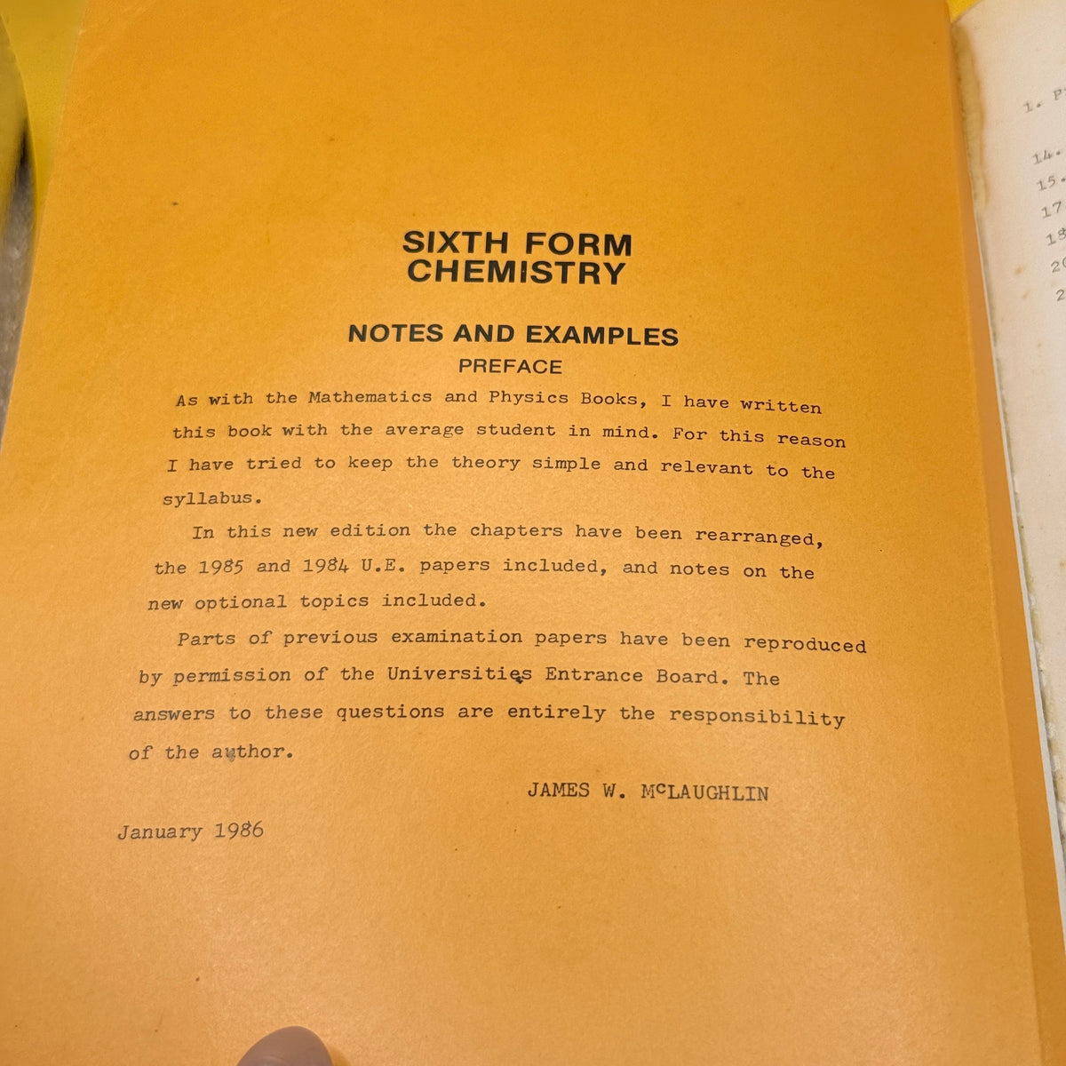 Sixth Form Chemistry: Notes and Examples by James W. McLaughlin (1986)