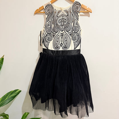 Lipsy London Black and Ivory Embroidered Tulle Dress Size UK 8