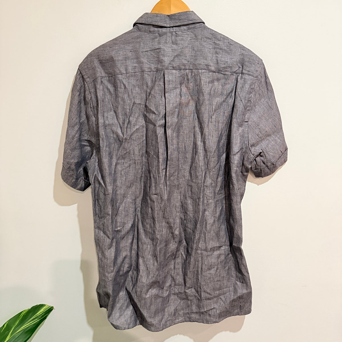 Fabindia Grey Linen Comfort-Fit Shirt Size M