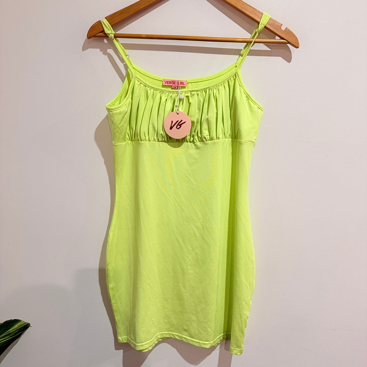 Verge Girl Neon Lime Cami Mini Dress Size 14