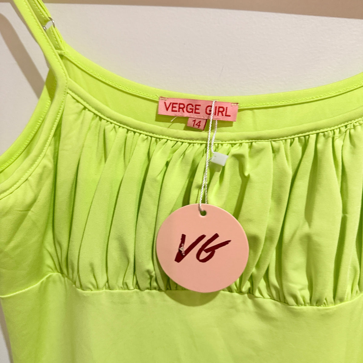 Verge Girl Neon Lime Cami Mini Dress Size 14