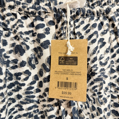 Ceres Life Relaxed Leopard Linen-Blend Drawstring Pants Size S